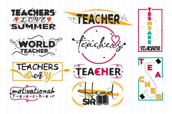 10 Teacher Design Bundle: A Versatile Graphic Asset for Creative Branding