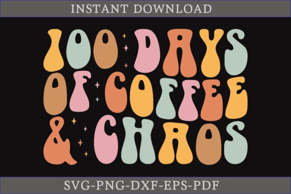 100 Days of Coffee Chaos Retro Shirt: A Versatile Graphic Design Asset for Crafts