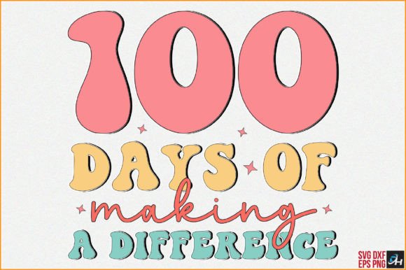 Retro 100 Days of Making a Difference: A Timeless Design Asset for Crafts and Graphics