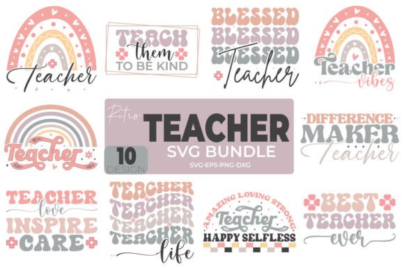 Retro Teachar SVG Bundle for Crafts and Graphics